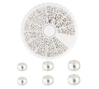 PH PandaHall 1800pcs Silver Crimp Beads Stopper Beads Cord End Caps 2mm/2.5mm/3mm for Bracelet Necklace Jewellery Making, Hole: 1.2-2mm