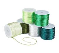 PH PandaHall 180m Green Nylon String 6 Colors St Patrick's Day Satin Cord 1mm Bracelet String Thread for Macrame Kumihimo Friendship Bracelet Necklace Chinese Knot Dream Catcher Braid Hair Xmas