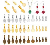 PH PandaHall 180pcs 18 Styles Glue on Bails, Alloy Pendant Bails Leaf Pendant Connector Charm Tag Flat Pad Earring Bails Necklace Chain Bails for DIY Bracelets Jewellery DIY Crafts, Mixed Colours
