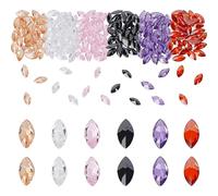 PH PandaHall 180pcs Cubic Zirconia Stone Pointed Back Rhinestone 6 Colors Faceted Rhinestone Horse Eye Shaped 6x3x2mm Rhinestone Gems for Costume Clothes Garments DIY Crafts Jewelry Making