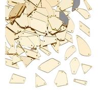 PH PandaHall 180pcs Golden Sew on Mirror Beads Irregular Mirrored Rhinestones Stone Sew on Mirror Pieces with Holes for DIY Costume Dance Party Evening Wine Ball Dresses Shoes Bags Dress Decoration
