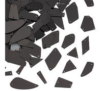 PH PandaHall 180pcs Mirror Sew on Rhinestones Mix Flatback Acrylic Sew-on Stone Black Acrylic Mirrored Rhinestones Beads for Festival Party Costume Dress Bags Hats Garment Decoration