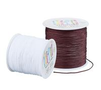 PH PandaHall 182.8m Nylon Beading Thread 2 Colors Bracelet String 0.8mm White Lift Shade Cord Chinese Knotting Cord Brown Kumihimo Thread for Jewelry Making Necklaces Macrame Tassels DIY Craft