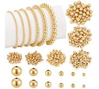PH PandaHall 18K Gold Filled Spacer Beads 250pcs Round Spacer Beads Jewellery Ball Bead Spacers Seamless Ball Beads Loose Craft Beads for DIY Necklace Bracelet Jewellery Making, 2.4/3/4/5/6mm