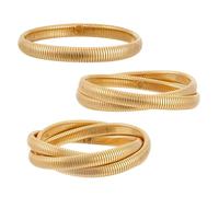 PH PandaHall 18K Gold Plated Bangles 3PCS Chunky Bracelets Layered Trendy Bracelet Stack Gold Bracelets Jewellery Bangle Bracelets for Women Stackable Bracelet 7.5mm Wide, Inner Diameter: 5.7~6cm