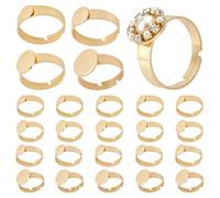 PH PandaHall 18K Gold Plated Blank Rings 24pcs 4 Sizes Adjustable Ring Blanks 304 Stainless Steel Flat Round Ring Bases Trays for Ring Jewellery Making DIY Crafts, 6/8/10/12mm