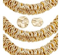 PH PandaHall 18K Gold Plated Spacer Beads, 10mm Wavy Disc Beads 50pcs Flat Round Loose Bead Metal Heishi Bead Spacers for Stackable Necklace Bracelet Earring Summer Jewellery Making DIY Crafts