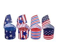 PH PandaHall 18m American Flag Ribbon Blue White Red Wired Ribbons 6cm Stars and Stripes Wired Satin Ribbon Independence Day Ribbons for Decoration Gift Wrapping Bows DIY Crafts