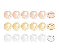 PH PandaHall 18pcs 3 Color Awareness Ribbon Charms Breast Cancer Awareness Ribbon Beads Stainless Steel Hope Ribbons Pendants Flat Round Spacer Bead for Breast Cancer Ribbons Necklace Bracelet Crafts