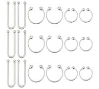 PH PandaHall 18pcs 3 Sizes Alloy Bikini Clips, U Shape Ring Buckle Bra/Bikini Hook Closure Front Closing Clasp Clicker Closure Garment Clasps Bra Buckle for Sewing Lingerie Swimsuit, Platinum