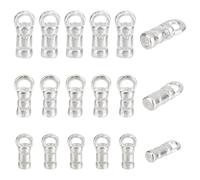 PH PandaHall 18pcs 925 Sterling Silver Cord Ends Caps, 3 Sizes Leather Cord End Glue in Barrel End Caps Tube End Caps for Jewelry Making Necklace Bracelet Anklet DIY Crafts