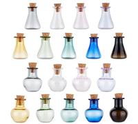 PH PandaHall 18pcs Colored Tiny Spell Jars, 2 Sets Mini Glass Bottles Mini Potion Bottles Wishing Bottle Vials with Cork Stopper for Wedding Birthday Party Decoration Halloween DIY Crafts Supplies