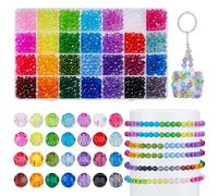 PH PandaHall 1960pcs 6mm Crystal Beads for Jewelry Making, 28 Color Acrylic Rondelle Faceted Beads Transparent Loose Bead Craft Bead for Friendship Bracelet Necklace Earring Jewelry Making DIY Craft