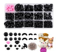 PH PandaHall 196pcs Safety Eyes 70pcs Safety Noses with for Crochet Animals, Round/Curved Black Eyes Oval/Triangle Stuffed Animal Noses with Washer for Amigurumi Plush Craft