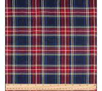PH PandaHall 1m Plaid Fabric 1.4m Wide Red and Blue Scottish Pattern Fabrics Soft Cotton Gingham Checkered Craft Fabrics for DIY Sewing Craft Clothing Curtain Tablecloth Home Decor