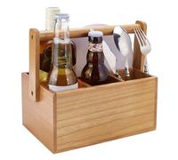 PH PandaHall 1pc Acacia Wood Utensil Holder for Party Cutlery Organizer Paper Plate Caddy Silverware Caddy for Kitchen Countertop RV Hosting Essentials Silverware Organizing