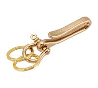 PH PandaHall 1pc Solid Brass U Shape 2.3" Hook Fish Hook Keychain Holder Keychain Belt Pocket Clip Slide with 2 Detachable 25mm/0.9" Keyrings for Men Women Home Car Key Whistle ID Card Organize