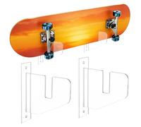 PH PandaHall 1Set Skateboard Wall Mount, Acrylic Skateboard Display Rack Horizontal Skateboards Rack Transparent Ski Wall Mount Storage Hanger for Indoor Outdoor Home Garage Skate Shop Display Storage