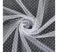 PH PandaHall 2.3m White Polka Dots Tulle Fabric 1.6m Wide Polka Dot Embroidered Mesh Fabric Bridal Wedding Lace Fabrics for Clothes Wedding Dress Craft Sewing Home Decoration