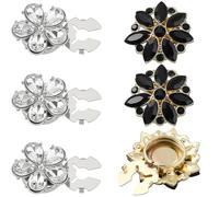 PH PandaHall 2 Colors Flower Button Covers 6pcs Rhinestone Sewing Button 23mm Crystal Clip on Buttons Decorative Buttons Flower Shape Cufflinks for Women Clothing Jeans Costumes Embellishments Crafts