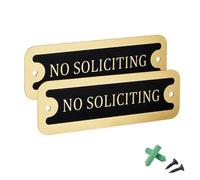 PH PandaHall 2 Pack Brass No Soliciting Sign, 5x1.5 Inch Soliciting Door Sign Solid Brass Thank You Signs Modern Wall Plaque with Pre Drilled Hole for House Home Front Door Office Wall Decoration