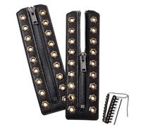 PH PandaHall 2-Pack Leather Lace-in Zipper Inserts, 6.8 x 2 Inch Black Zipper Boot Laces with 9 Holes for Men & Women's Shoes & Sneakers Repair DIY