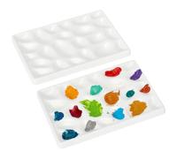 PH PandaHall 2 Pack White Ceramic Paint Palette WaterColour Mixing Tray Safe Portable Easy Clean 4.69x3.27in for Home School Travel Use Art Class Painting Outdoor Sketching
