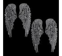 PH PandaHall 2 Pair Angel Wing Iron on Hotfix Transfer Decal, Rhinestone Heat Transfer Bling Patch Personalized Wing Print Clothing Repair Applique for Clothes T-Shirt Vest Hat Jeans