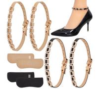 PH PandaHall 2 Pairs Leather High Heels Shoe Straps, Ajustable Replacement Ankle Strap Shoelace Bands Anti-Loose Straps with Heel Cushion Inserts for Heels Boat Shoes High Heeled Shoes, Black/Khaki