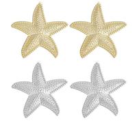 PH PandaHall 2 Pairs Starfish Earrings Studs for Women 1.9" Beach Earring Sea Star Stud Boho Starfish Studs Summer Statement Earrings for Women Summer Ocean Beachy Jewelry, Gold/Platinum