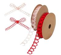 PH PandaHall 2 Rolls Decorative Love Heart Ribbon 20 Yards Love Hollow Ribbon Red Pink Heart Shape Ribbons 0.8 inch Wide Gift Packaging Ribbons for Craft Valentine's Day Holiday Cake Wrapping