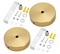 PH PandaHall 2 Sets 3.8 Inches Light Canopy Kit, Ceiling Cover Plate Golden Round Chandelier Ceiling Plate Replacement Pendant Light Kit for DIY Project Lighting Fixtures Chandeliers Pendant Wall Lamp