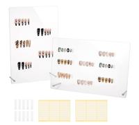 PH PandaHall 2 Sets Nail Art Display Board Nail Display Stand 60pcs False Nail Tips Stand Sample Display Nail Practice Board Polish Stands Showing Holder for Nail Art Design Display Manicure Tool
