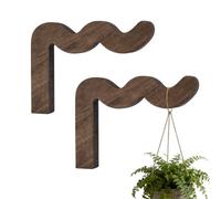 PH PandaHall 2 Sets Plant Hangers Wooden Hanging Baskets 17cm Wave-Shaped Hanging Hook Brown Wall Mount Plants Hanger for Indoor Outdoor Flower Pots Wind Chimes Bird Feeders Garden Ornaments