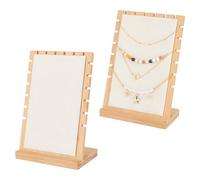 PH PandaHall 2 Sets Wooden Necklace Display Stand with Velvet Panel Multiple Jewellery Organizer Holder for Vendors Stores Selling Retail Home Tabletop Showcase