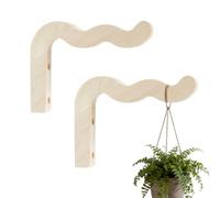 PH PandaHall 2 Sets Wooden Plant Hangers 18cm Wave-Shaped Hanging Hook Wall Mount Plants Hanger Indoor Outdoor Hanging Baskets for Wind Chimes Flower Pots Bird Feeders Garden Ornaments