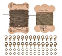 PH PandaHall 2 Sheets 5m/Sheet Iron Twisted Chains Curb Chains Necklaces with 100 pcs 4mm Jump Rings and 20 pcs Brass Lobster Claw Clasps for DIY Jewellery Making, Antique Bronze