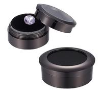 PH PandaHall 2 Sizes Diamond Display Round Case 1.3/1.6'' Gemstone Diamond Display Container Necklace Earring Jewelry Storage Box with Window Alloy Ring Box with Sponge for Christmas, Black