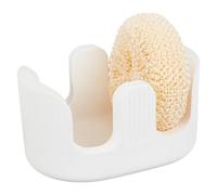 PH PandaHall 2-Slot Sponge Holder Dish Brush Holder Caddy Stone Sink Tray 2-in-1 White Sink Caddy Organizer Sponge Drying Rack for Kitchen Sinks Bathroom Counter Decor, 12x8.2x6.2cm