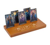 PH PandaHall 2 Slots Wooden Tarot Card Holder Moon Phase Pattern Card Display Stand Tarot Deck Holder Rectangle Oracle Cards Stand for Lenormand Witch Divination Ramadan Gift 28x13x1.8cm