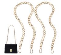 PH PandaHall 2 Strands 60cm Aluminum Bag Flat Chain Strap with Alloy Swivel Clasps Handbag Chain Straps Metal Bag Strap Replacement Purse Clutches Handles, Golden