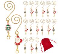 PH PandaHall 2 Styles 16pcs Christmas Ornament Hooks Santa Claus S Shaped Hangers Christmas Tree Enamel Hanger Hook with Lobster Claw for Xmas Tree Stocking Holders Holiday Home Party Decor