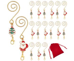 PH PandaHall 2 Styles 16pcs Christmas Ornament Hooks Santa Claus S Shaped Hangers Christmas Tree Enamel Hanger Hook with Lobster Claw for Xmas Tree Stocking Holders Holiday Home Party Decor