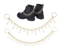 PH PandaHall 2 Styles 2pcs Rhinestone Shoe Chains Golden Shoe Charms Chains Tassel Bling Shoes Chain Glitter Boot Strap Chain for Women Decoration Bag Clothes Sandals Casual Accessories, 34.6cm