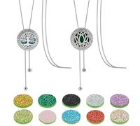 PH PandaHall 2 Styles Essential Oil Diffuser Necklace Sweater Chain Aroma Long Necklaces Adjustable Stainless Steel Perfume Long Chain with 20pcs Glitter Pads for Women Jewellery Accessory Gift