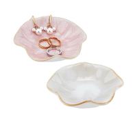 PH PandaHall 2 Styles Flower Jewelry Dish, Ring Holder Key bowl for Hallways Bathroom Trinket Ceramic Tray Derorative Bracelet Organizer for Home Decor Wedding Gift Jewelry Storage, 3.9x3.9 inches