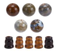 PH PandaHall 2 Styles Guru Beads Set 10pcs Tiger Eye Beads Natural Gemstone Bead Round Prayer Bead with Tower for Buddhist Bracelets Rosary Necklaces Jewellery Making