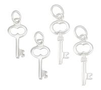 PH PandaHall 2 Styles Key Charms Pendants 4pcs Sterling Silver Key Pendants with Jump Ring Key Craft Supplies Skeleton Key Charms Vintage Keys Pendants for DIY Jewellery Making Bracelet Earring