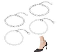 PH PandaHall 2 Styles Pearl Shoe Straps 4pcs High Heel Shoe Straps 24cm Pearl Ankle Straps Anti Loose Shoelace Detachable Beaded Shoe Strap for Woman Holding Loose Sandals Shoes Decorative