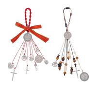 PH PandaHall 2 Styles Saint Benedict Medal, Crucifix Protection Catholic Protection Blessing Charm San Benito Medalla Pendant for Handmade Jewellery Gift Car Hanging Christmas Tree Wreath Home Decor